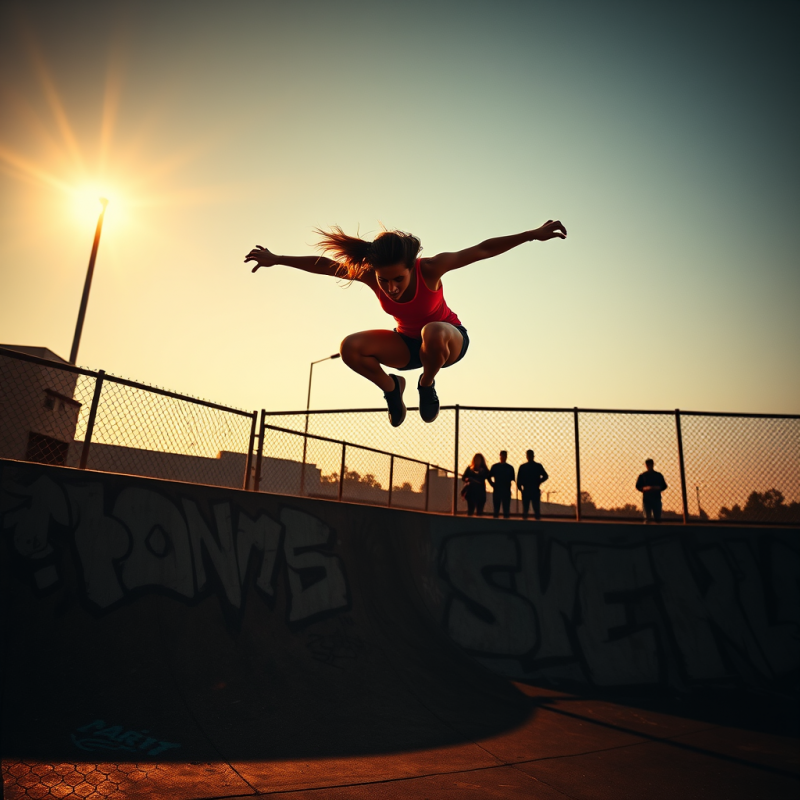 Drone-captured Slow-motion Shot of a Female Parkour Ath...
