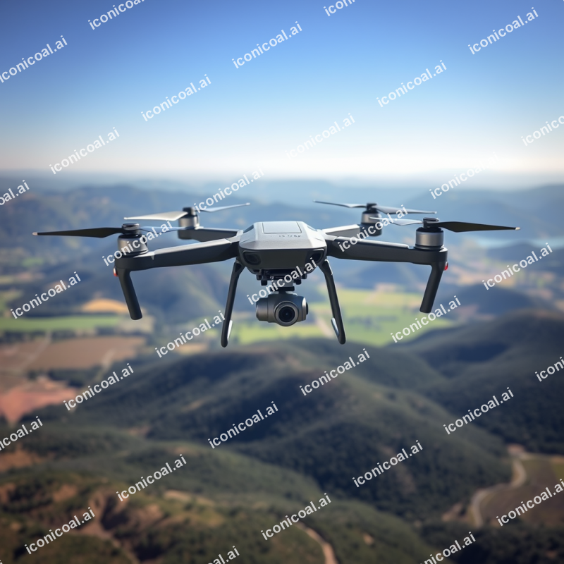 Drone Flying Over Landscape Aerial Photography Tech