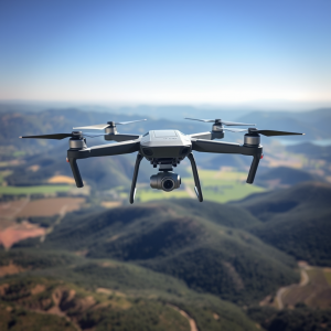 Drone Flying Over Landscape Aerial Photography Tech