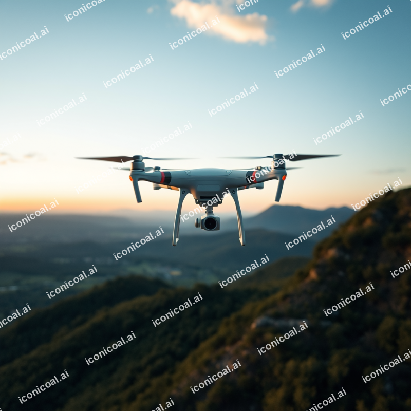 Drone Flying Over Landscape Aerial Photography Tech