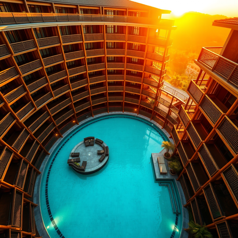 Drone’s Eye-level Shot at Golden Hour of a Spiraling