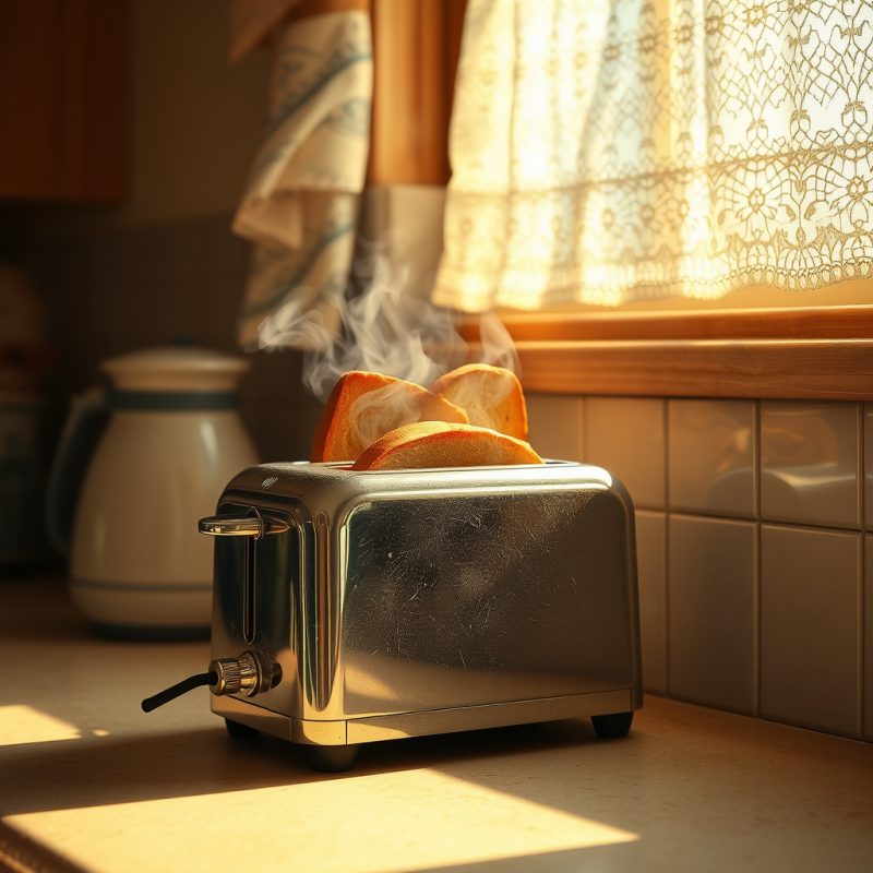 Dusty 1950s Chrome Toaster Perched on a Sun-bleached Fo...