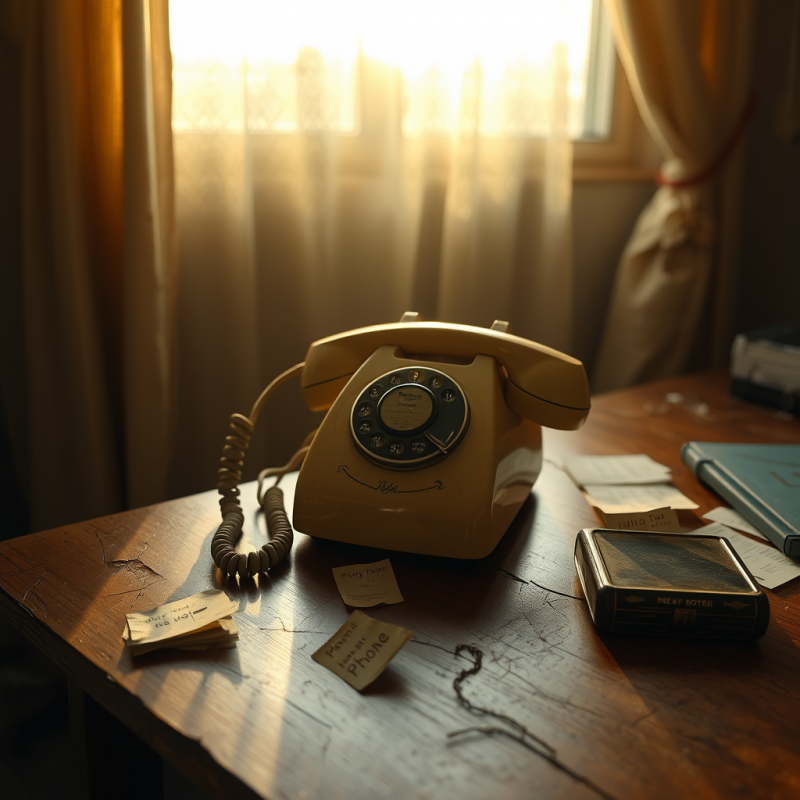 Dusty 1950s Rotary Dial Telephone Perched on a Cracked ...