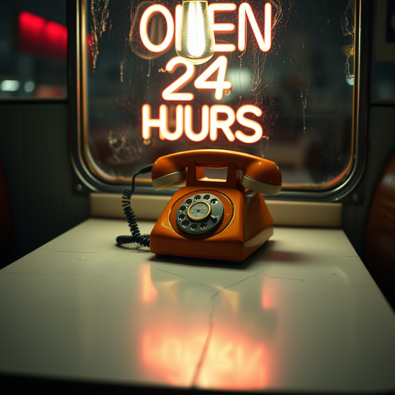 Dusty 1950s Rotary Telephone Perched Atop a Cracked For...