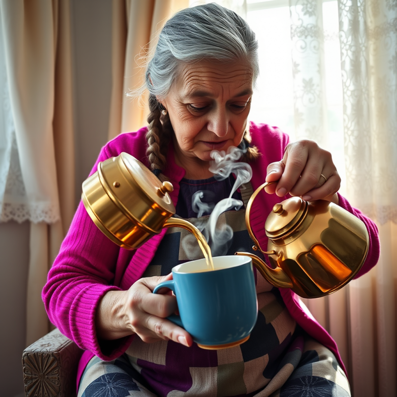 Elderly Woman with Silver Braids