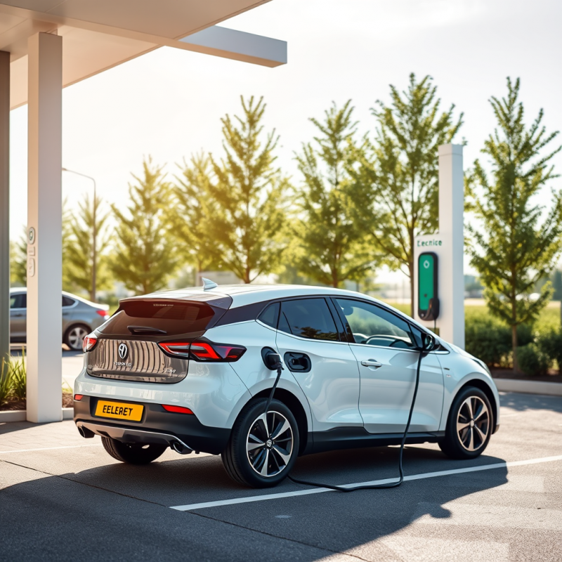 Electric Car Charging at Station Sustainable Transport
