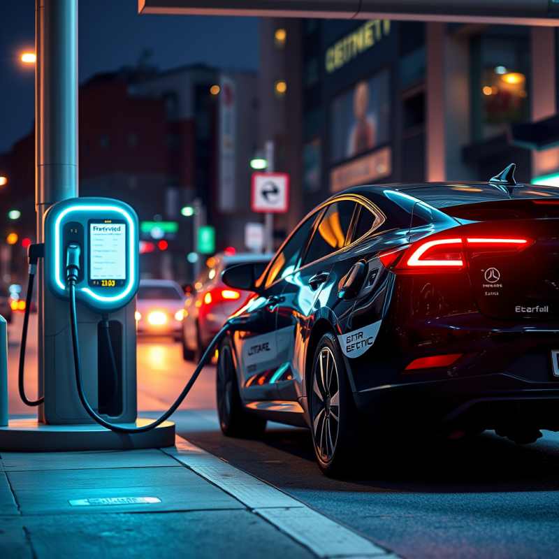 Electric Car Charging at Station Sustainable Transport