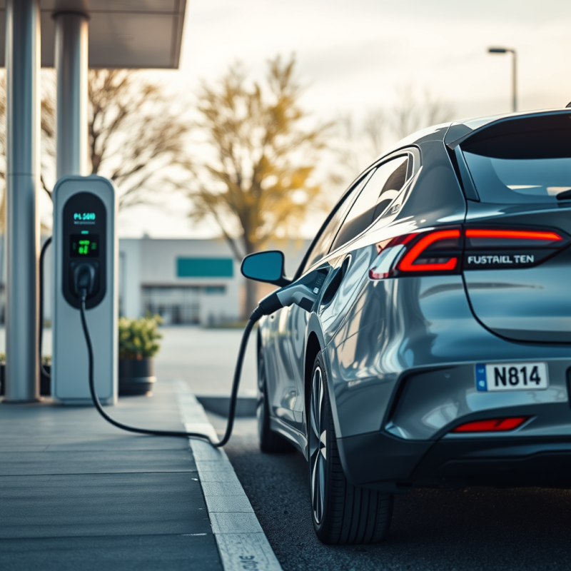 Electric Car Charging at Station Sustainable Transport