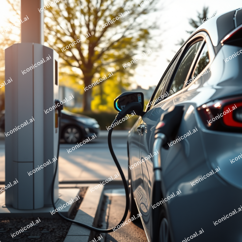 Electric Car Charging At Station Sustainable Transport