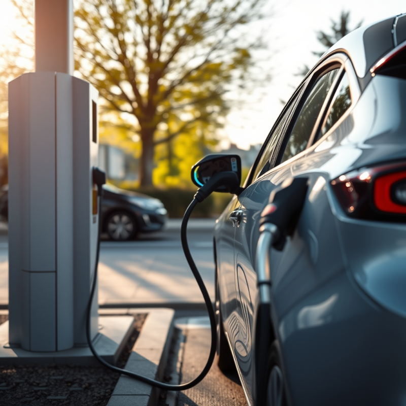 Electric Car Charging at Station Sustainable Transport