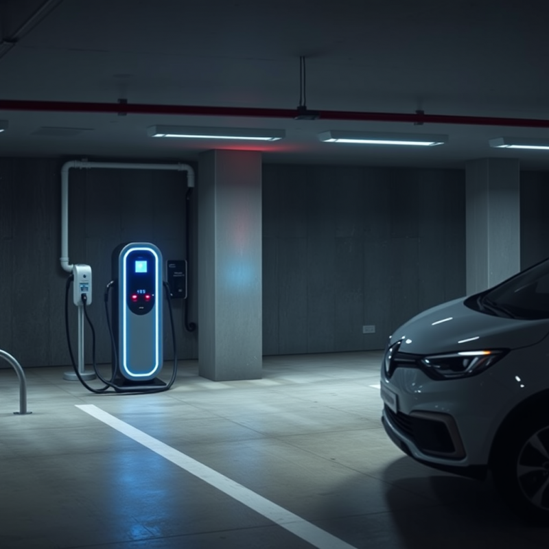 Electric Vehicle Charging in Modern Garage Sustainable
