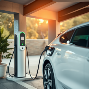 Electric Vehicle Charging In Modern Garage Sustainable