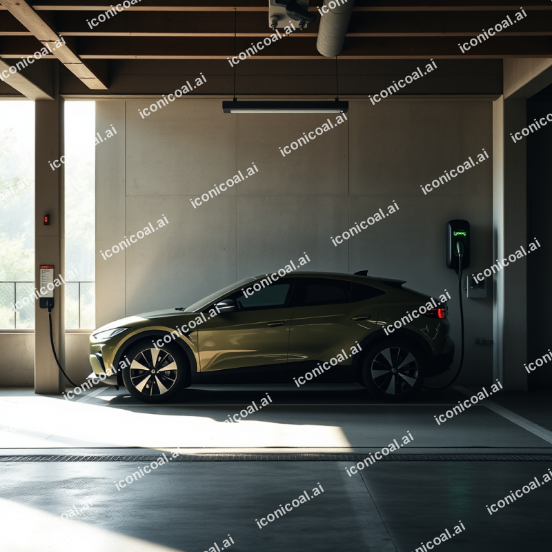 Electric Vehicle Charging In Modern Garage Sustainable