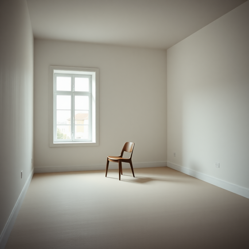 Empty Room with Single Chair by Window Light Minimal