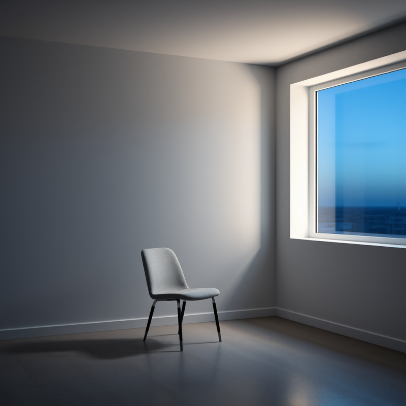 Empty Room with Single Chair by Window Light Minimal