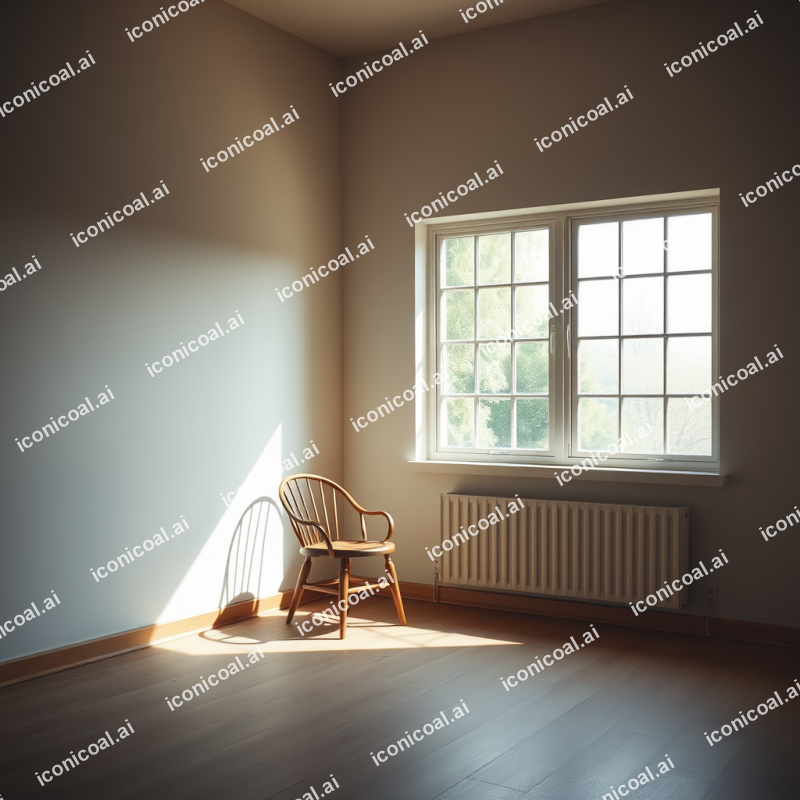 Empty Room With Single Chair By Window Light Minimal