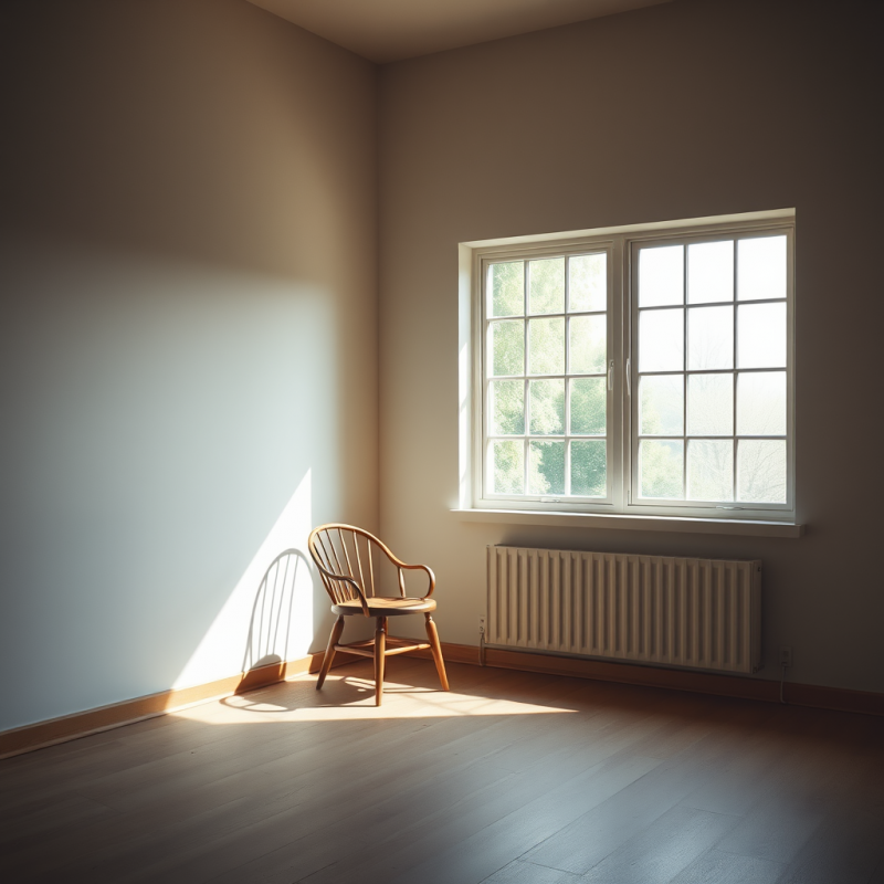 Empty Room With Single Chair By Window Light Minimal
