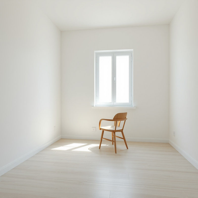 Empty Room with Single Chair by Window Light Minimal