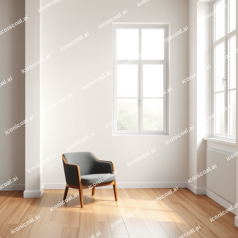 Empty Room With Single Chair By Window Light Minimal