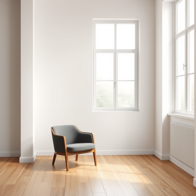 Empty Room with Single Chair by Window Light Minimal
