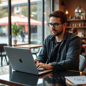 Entrepreneur Working At Coffee Shop With Laptop Natural S...