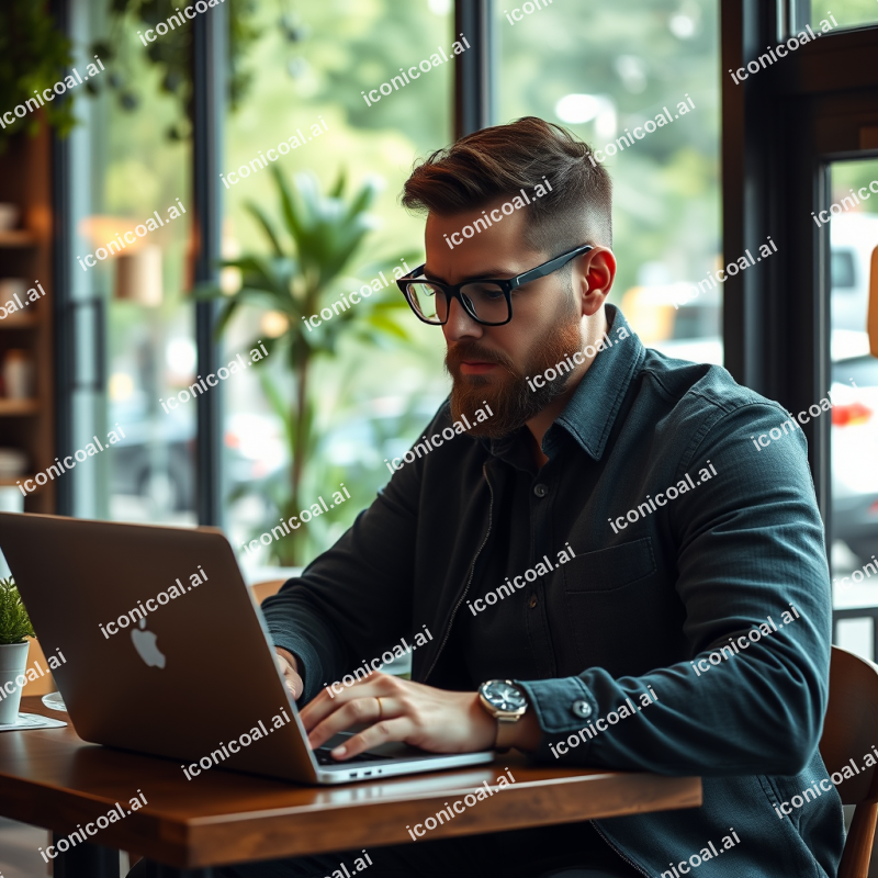 Entrepreneur Working At Coffee Shop With Laptop Natural S...