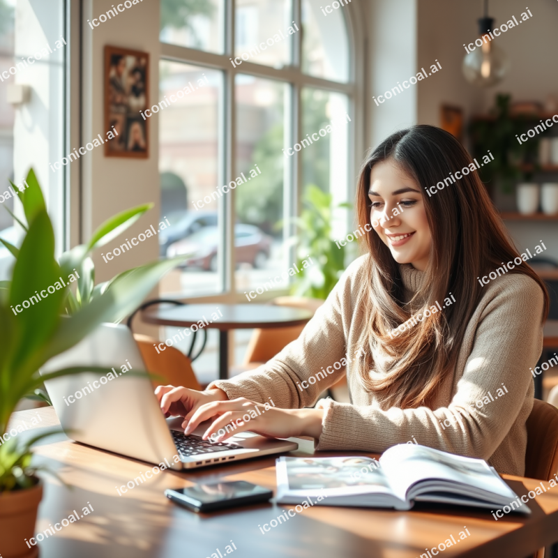 Entrepreneur Working At Coffee Shop With Laptop Natural S...
