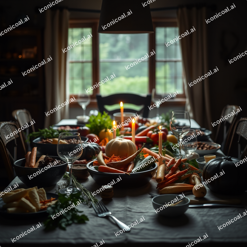 Farm To Table Dinner Spread With Seasonal Vegetables Fami...