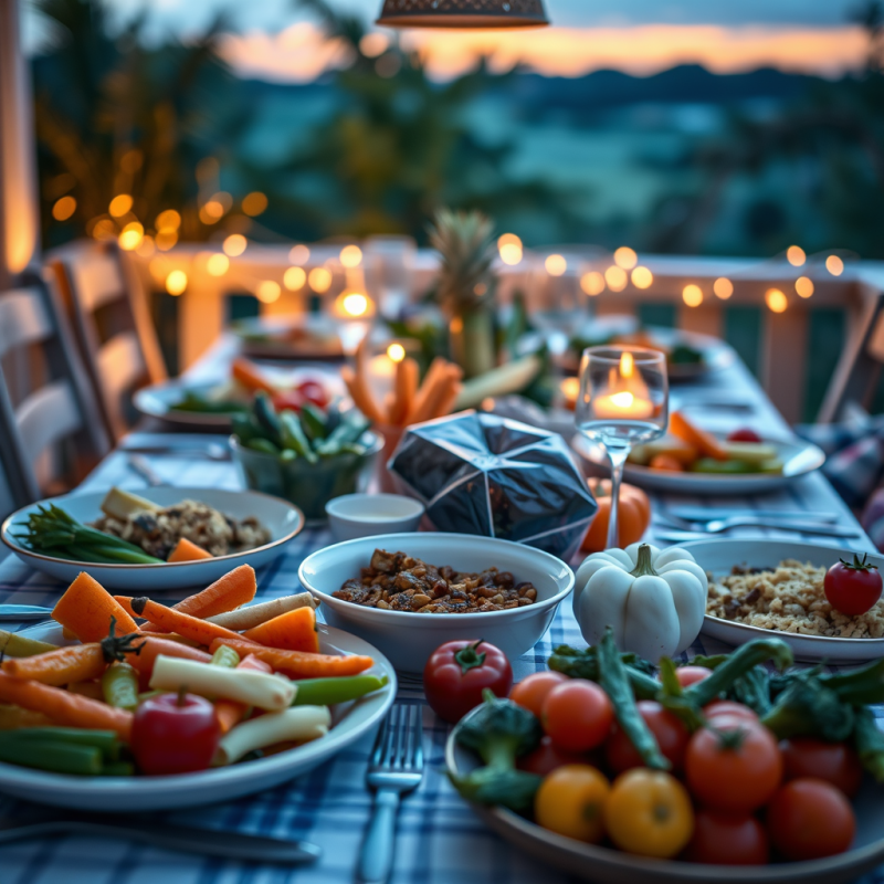 Farm to Table Dinner Spread with Seasonal Vegetables Fami...