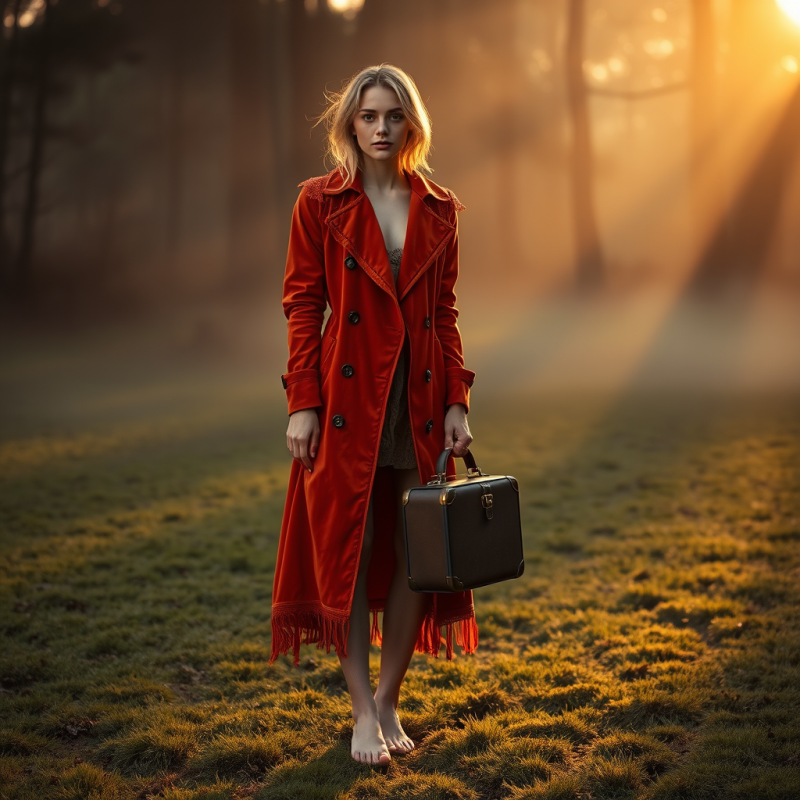 Fashion Model Draped in a Hand-painted