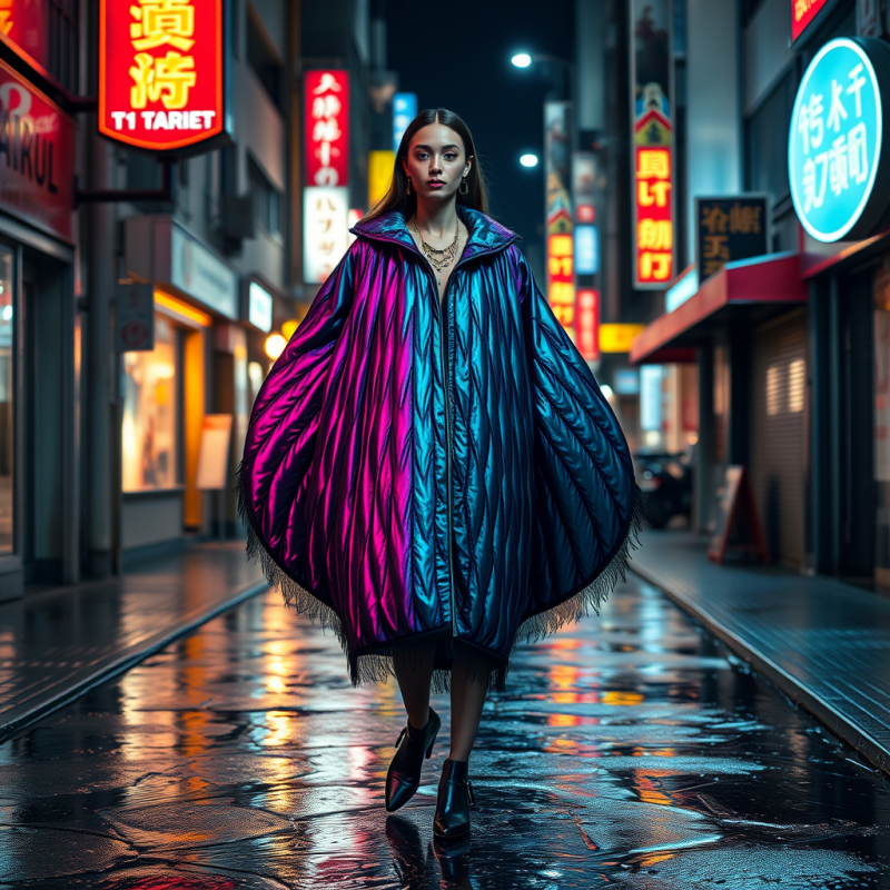 Fashion Model Draped in a Hand-sewn