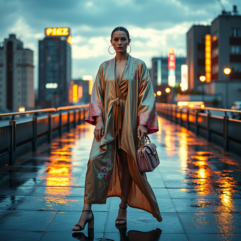 Fashion Model Draped in an Iridescent