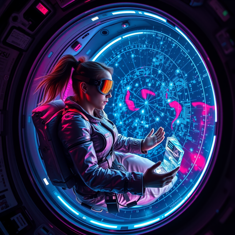 Female Astrophysicist in a Zero-gravity Space Station M...