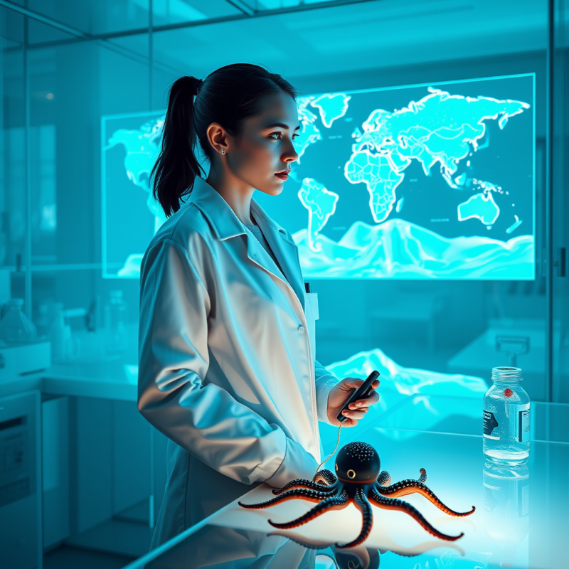 Female Climate Scientist in a Translucent Eco-lab