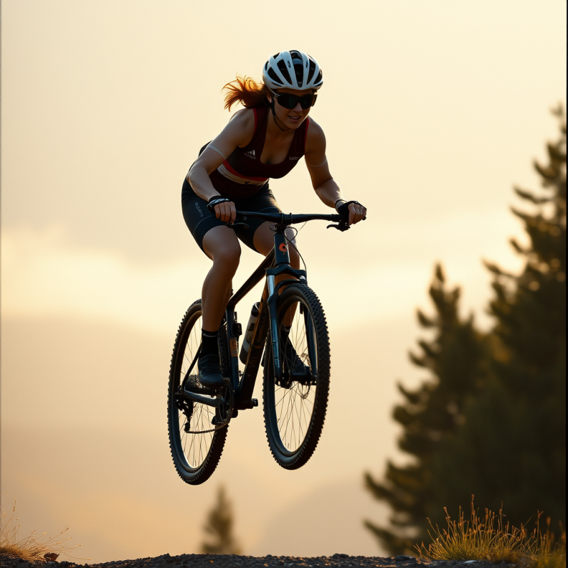 Female Cyclist in Aerodynamic Gear