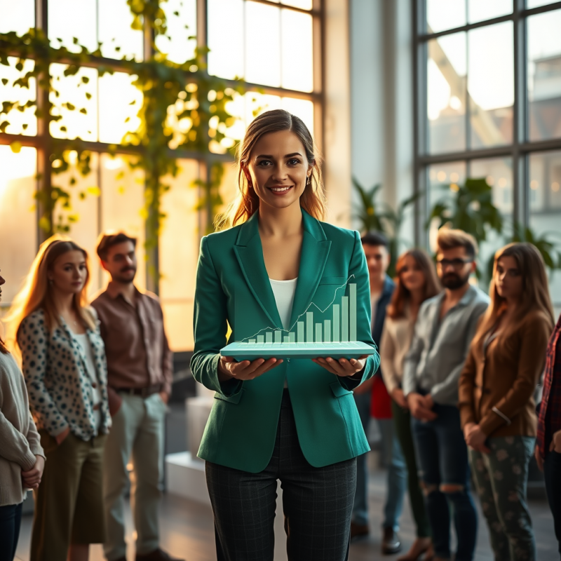 Female Entrepreneur in a Tailored Emerald-green Blazer ...