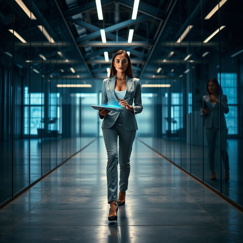 Female Entrepreneur in a Tailored Monochrome Suit Stand...