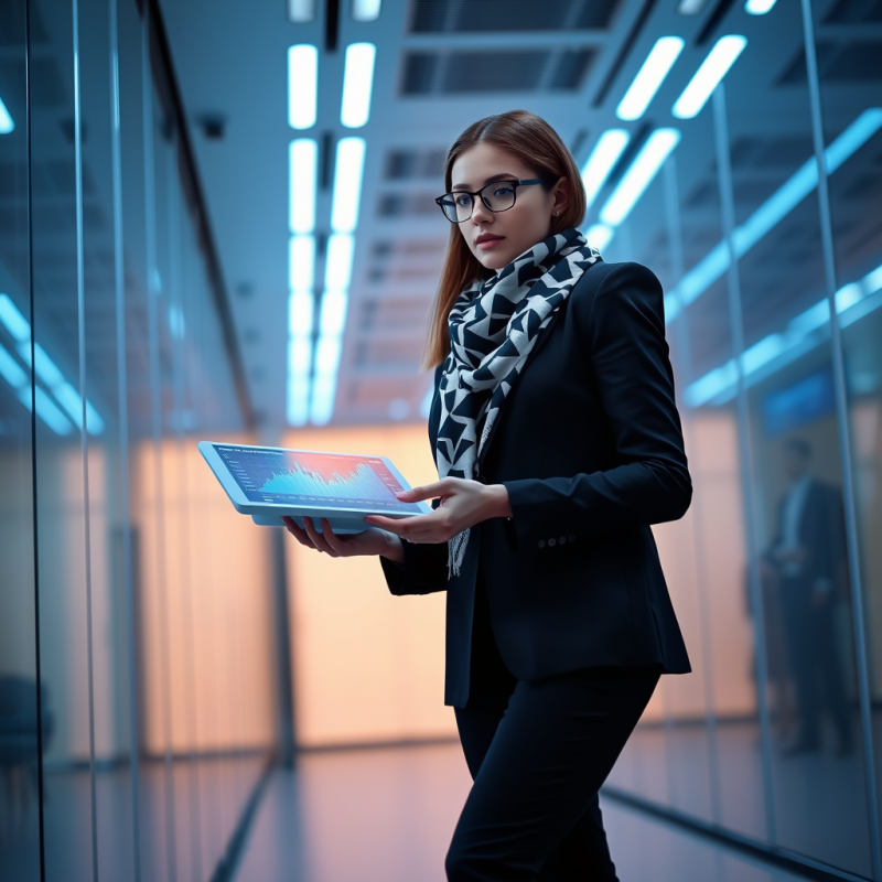 Female Fintech Entrepreneur in a Matte Black Blazer And...