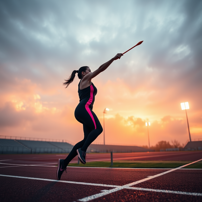 Female Javelin Thrower Mid-arc