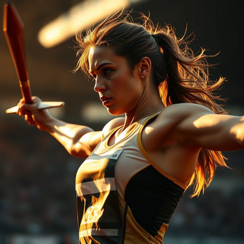 Female Javelin Thrower Mid-arc
