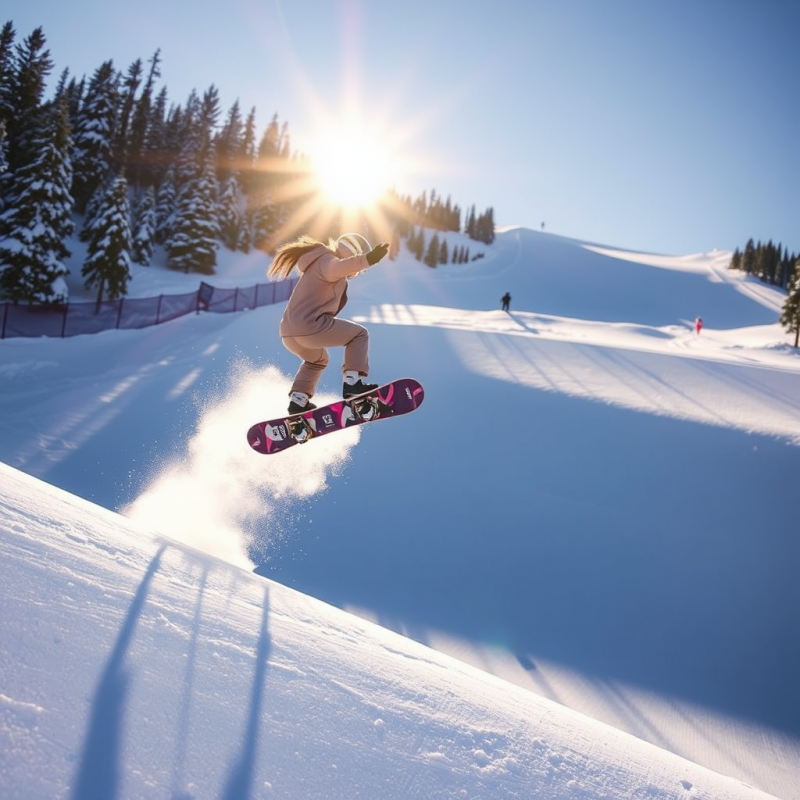 Female Snowboarder Mid-air During a 2026 Winter Olympic...