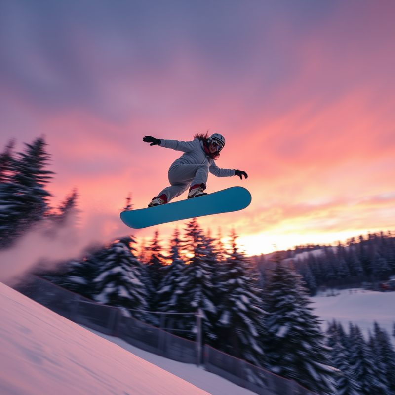 Female Snowboarder Mid-air During a 2026 Winter Olympic...