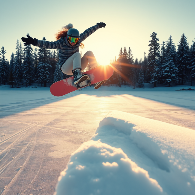 Female Snowboarder Mid-air During a Backflip Over a Fro...
