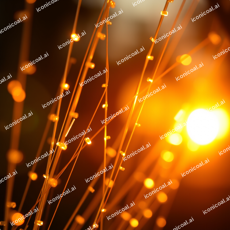 Fiber Optic Strands Glowing With Transmitted Light