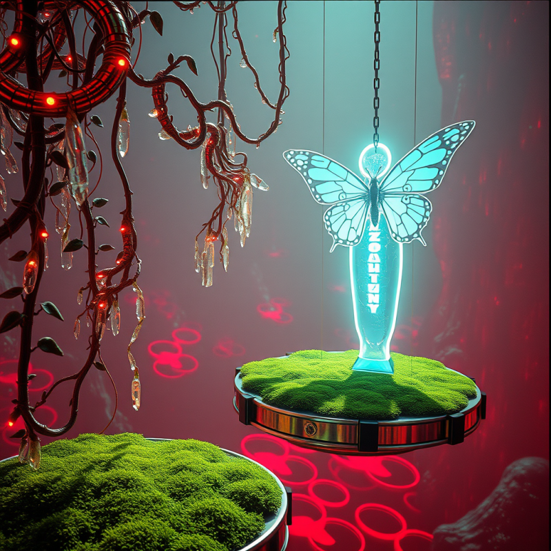 Floating Biomechanical Garden Suspended in Zero-gravity...