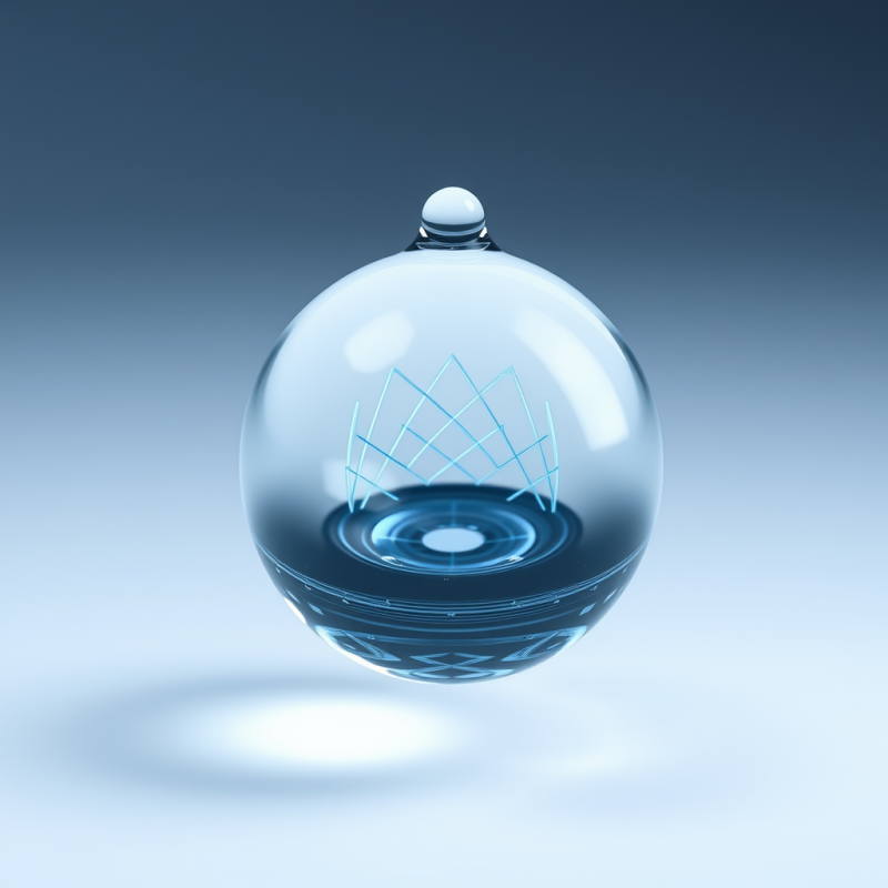 Floating Glass Sphere with Geometric Light Patterns