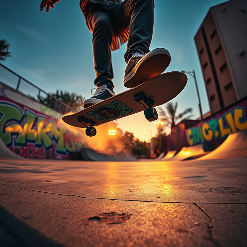 Freestyle Skateboarder Mid-air Over a Rainbow-colored U...