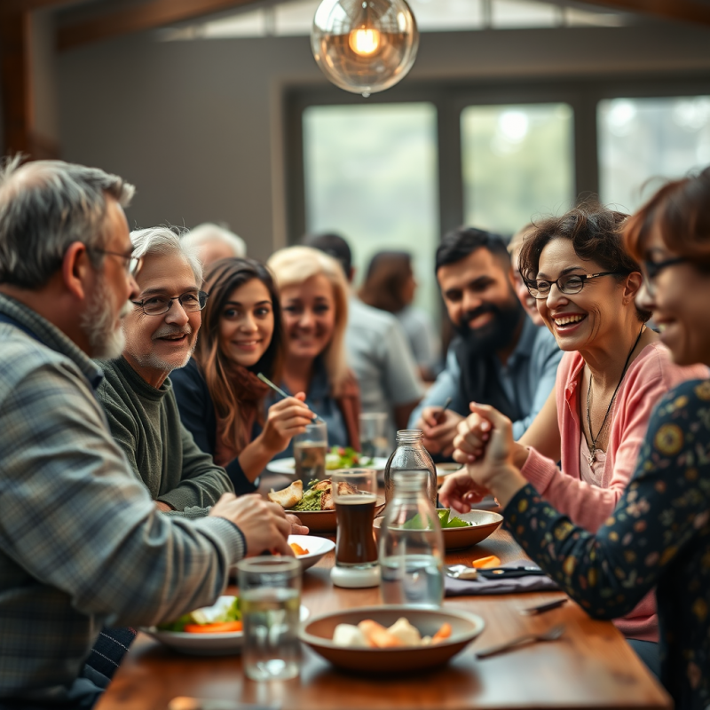 Friends of Different Backgrounds Sharing Meal Diverse Com...