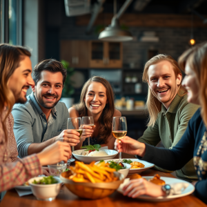 Friends Of Different Backgrounds Sharing Meal Diverse Com...