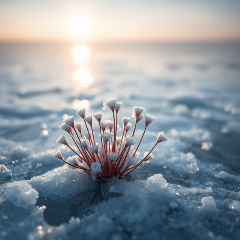 Frost Flowers Growing on Thin Sea Ice